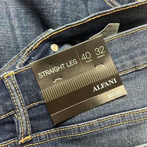 New! Alfani Straight Leg medium wash stretch blue jeans 40x32 - Picture 7 of 11